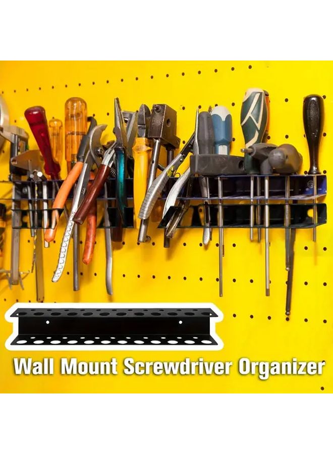 23 Hole Heavy Duty Metal Screwdriver Wall Mount Rack Black Tool Organizer 12.6 Inch - Image 5