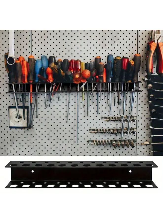23 Hole Heavy Duty Metal Screwdriver Wall Mount Rack Black Tool Organizer 12.6 Inch - Image 4