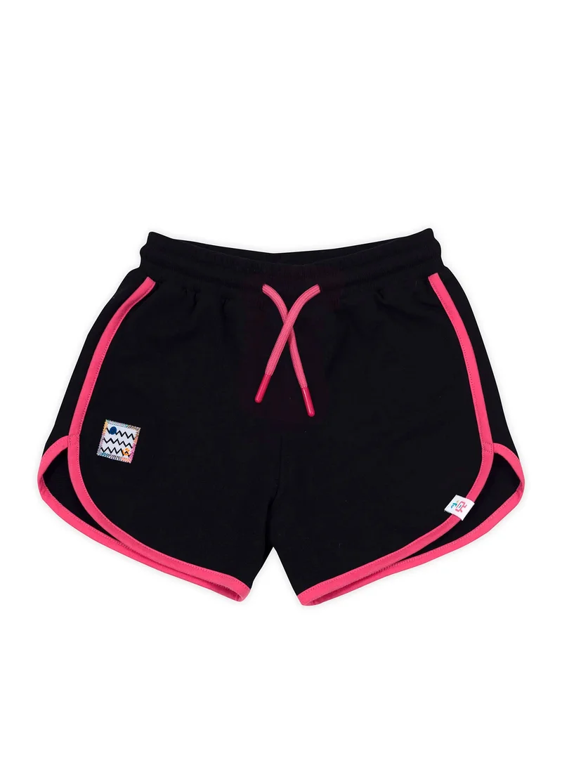 BeetleBeez Retro Pink Striped Black Shorts