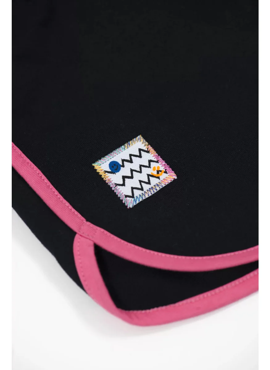 BeetleBeez Retro Pink Striped Black Shorts