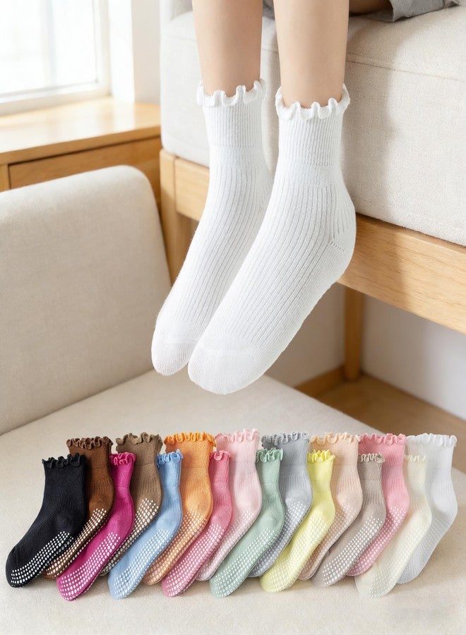 DarkCom Toddler Baby Socks Ruffle Girls Grip Non Slip 6 Pairs Socks for Kids Cute Athletic Ankle Frilly 6M-5Years - Image 5