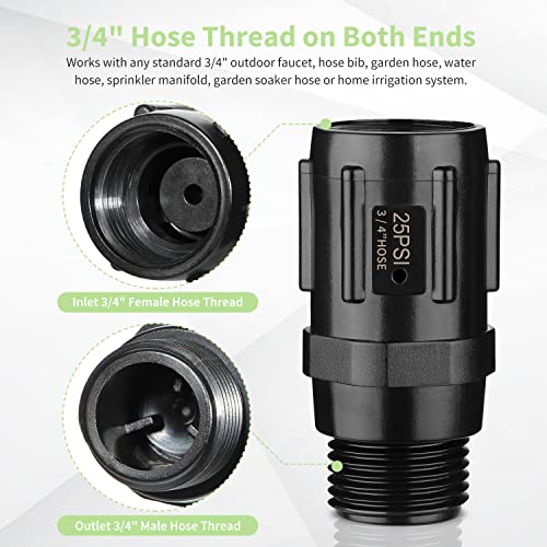 moistenland Pressure Regulator 25 PSI, 3/4" FHT × 3/4" MHT, Pressure Reducer Low Flow Valve ideal for Drip Irrigation System (2-Pack) - Image 3