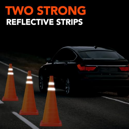 TENKAIWICK 28 Inch 4 Pack Traffic Cones with Storage Bag, Collapsible Safety Cones, Multi Purpose Pop-up Cones with Reflective Collar, Orange Cones for Parking lot, Driveway, Driving Training etc - Image 2