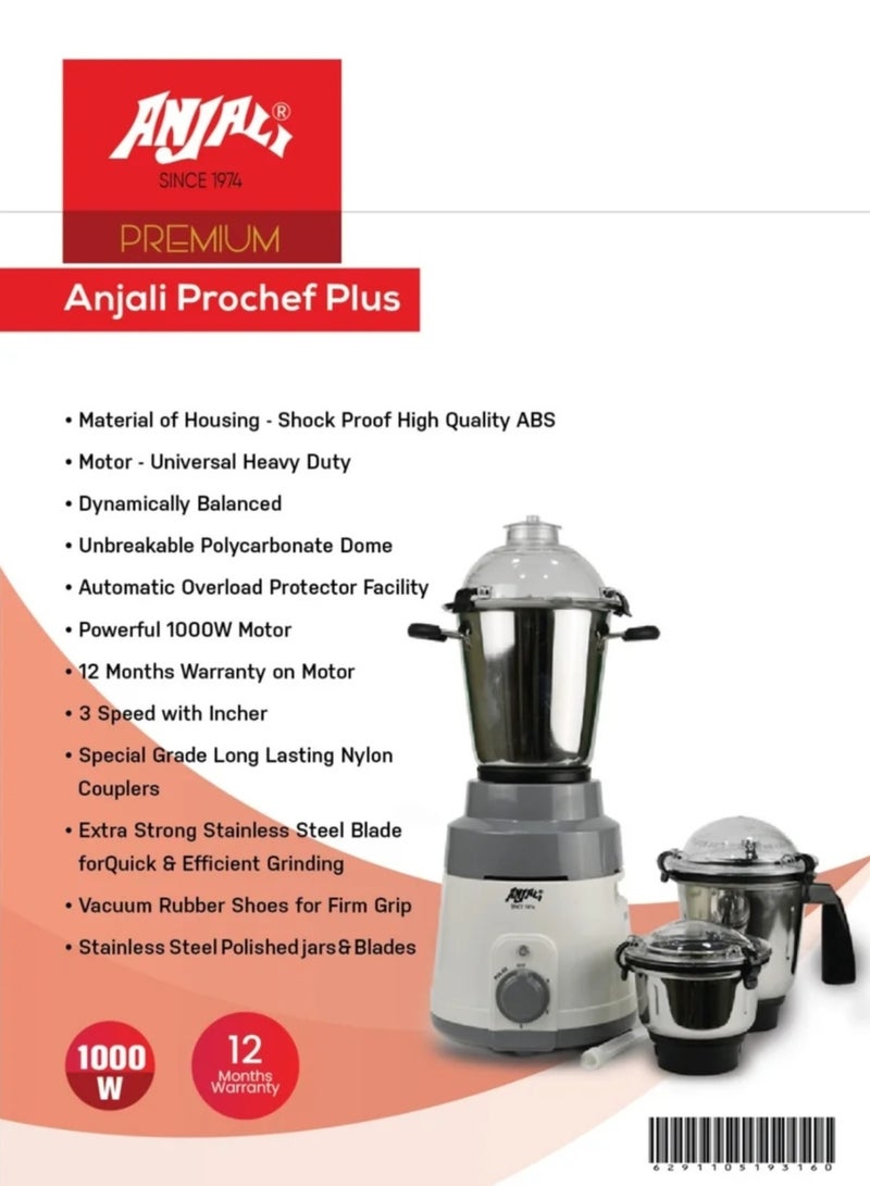 ANJALI PRO CHEF PLUS MIXER GRINDER 1000W - Image 2