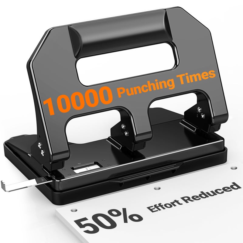 3 Hole Punch Heavy Duty AFMAT 3 Hole Puncher for Binder 10000 Uses 40Sheet Three Hole Punch Metal Hole Puncher 3 Ring 50 Reduced Effort Bulitin SS Paper Guide Last for Years