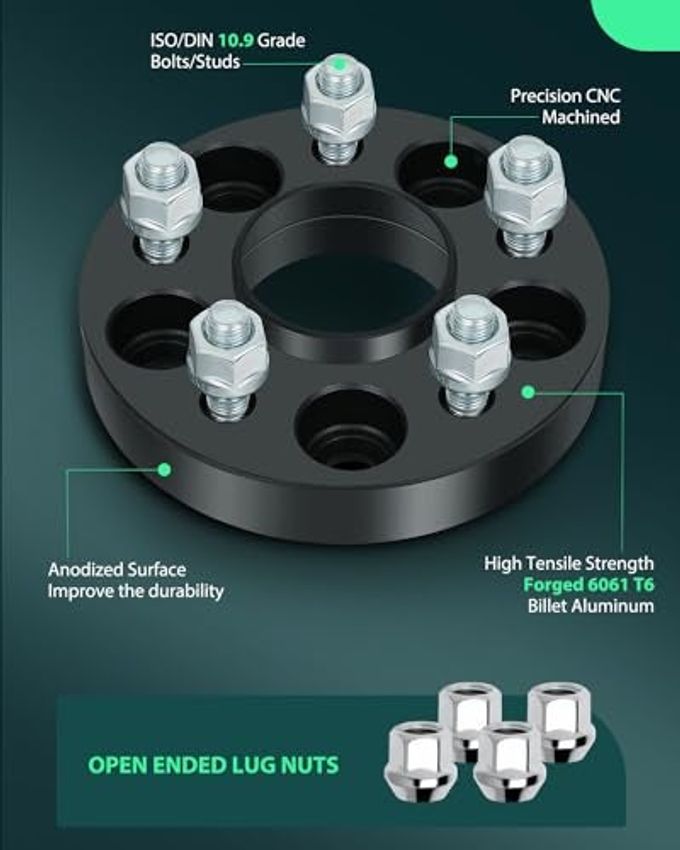 SCITOO 4Pcs 5X108 Wheel Spacers 1 Inch Bore 63.4Mm Studs 12X1.5 5 Lug Wheel Spacers Fit For Lincoln Corsair 2020-2022,For Jaguar Xf 2009-2022 - Image 3