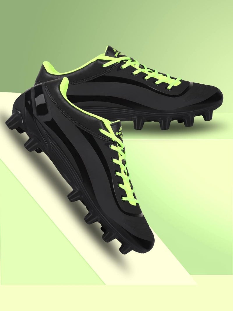 Nivia Airstrike Football Stud for Mens (Black/Green, Size UK-07 ) - Image 2