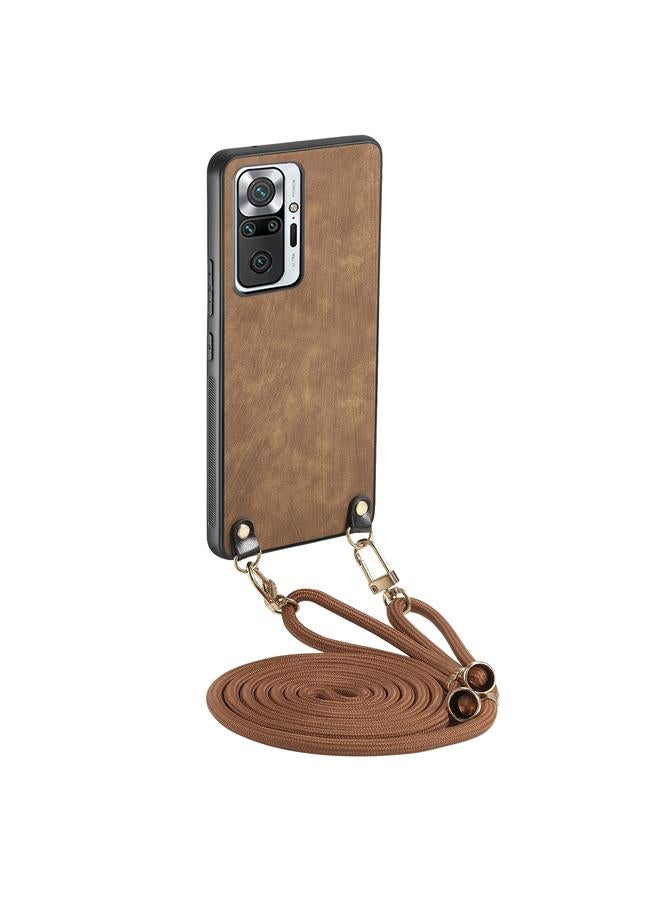 Case For Xiaomi Redmi Note 10 Pro 4G Vintage Leather PC Back Cover Phone Case with Crossbody Strap