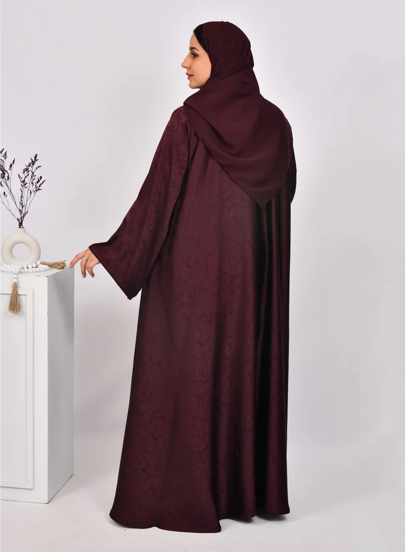 HAWRAA ABAYA Cloche abaya in burgundy with wide sleeves