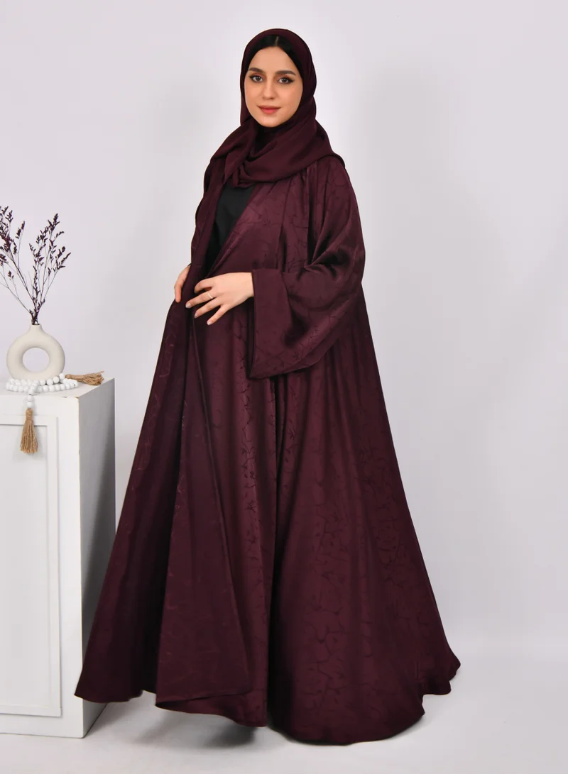 HAWRAA ABAYA Cloche abaya in burgundy with wide sleeves