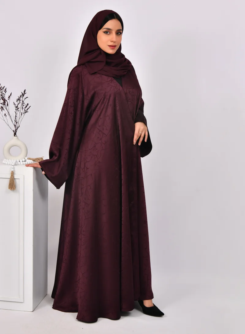 HAWRAA ABAYA Cloche abaya in burgundy with wide sleeves