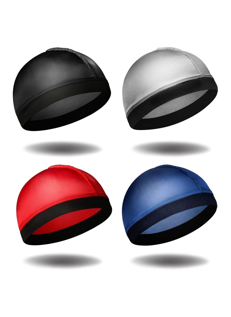 Excefore - 4Pcs Wave Cap Silk Stocking Wave Caps for 360 Waves Good Compression Over Silky Durag for Men Large Size Stain Caps Suitable for Adult Wave - Image 1