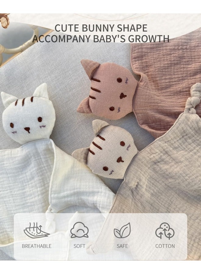 insular Lovey Blanket for Boys and Girls, Organic Cotton Muslin Security Blanket for Babies, Soft Breathable Lovie Soothing Towel for Newborn and Infant, Pink Cat - Image 2