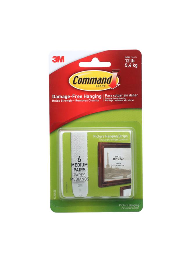 3M Command Medium Self-Adhesive Plastic Picture Hanging Strips White 17204ES  - Image 1