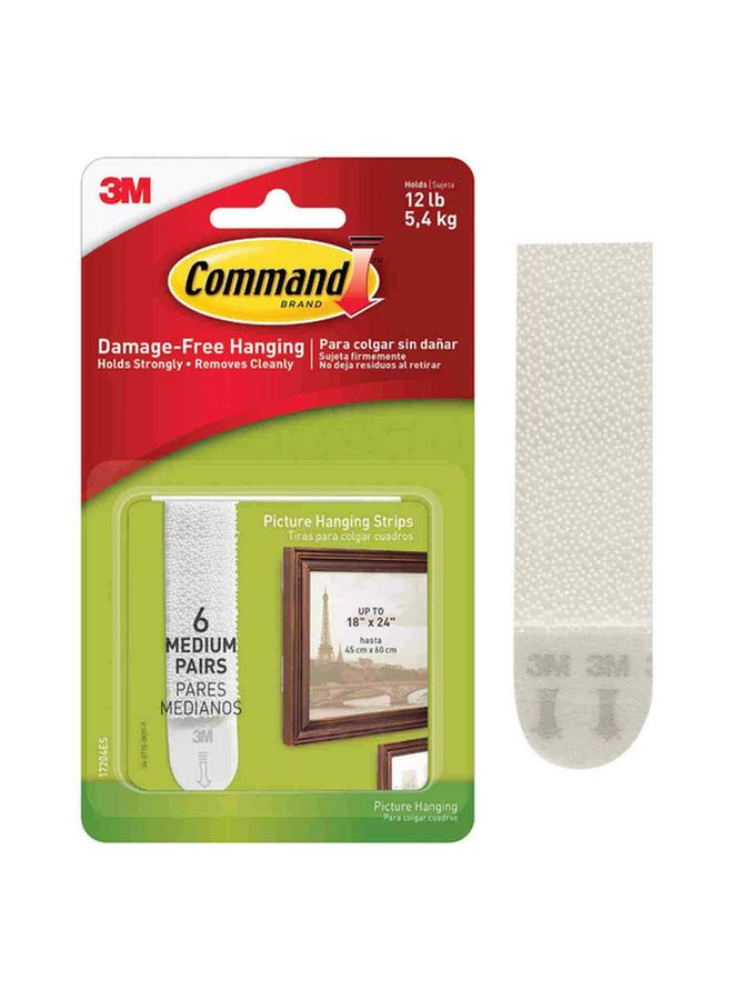 3M Command Medium Self-Adhesive Plastic Picture Hanging Strips White 17204ES  - Image 2