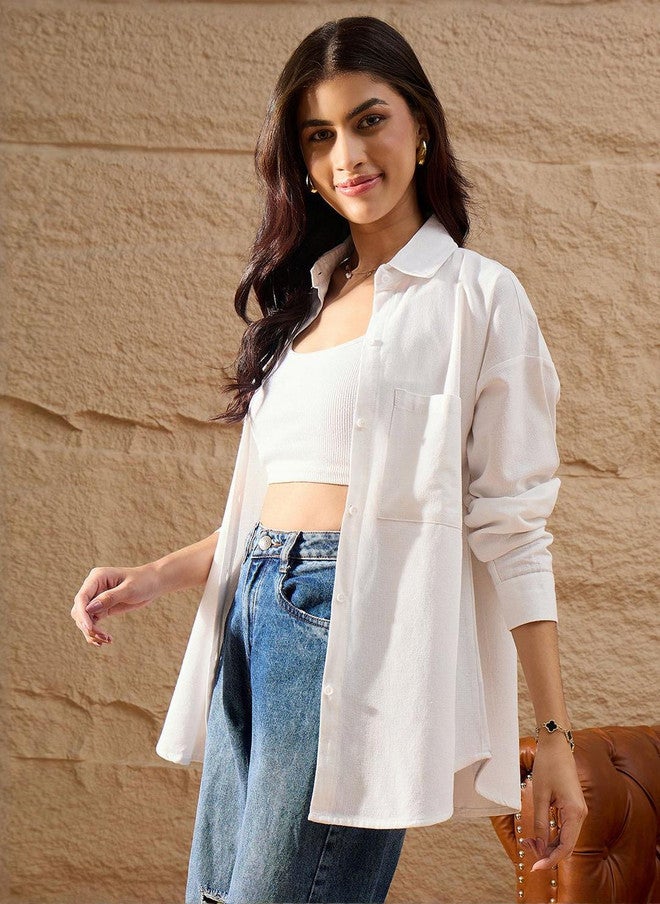 CHIMPAAANZEE Spread Collar Oversized Casual Shirt - Image 3