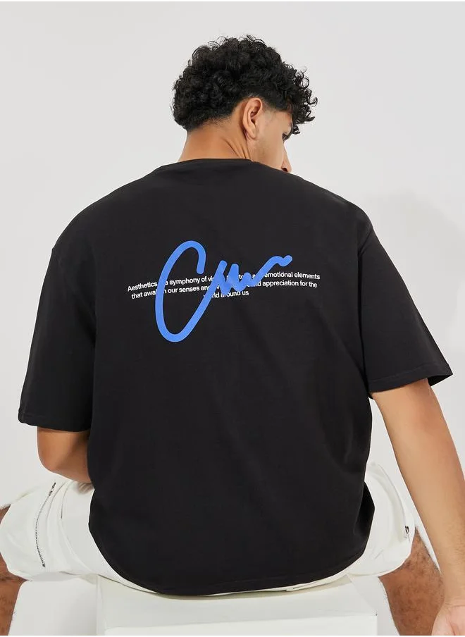Styli Terry Oversized Front and Back Print T-Shirt