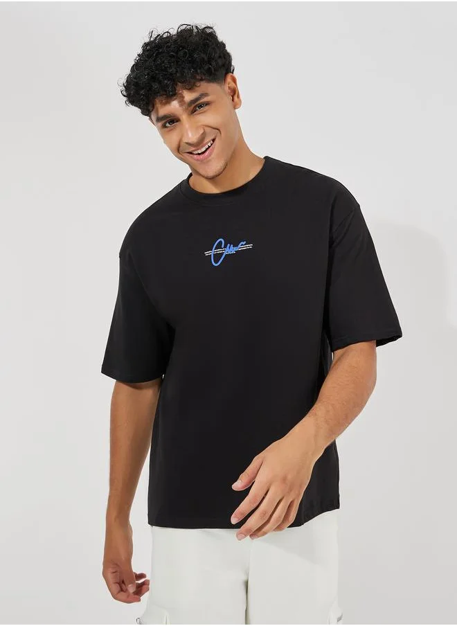 Styli Terry Oversized Front and Back Print T-Shirt