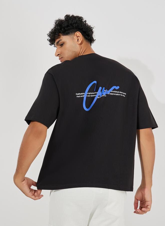 ستايلي تيشيرت ستيلى تيري بطبعة أمامية وخلفية كبيرة الحجم - Image 5