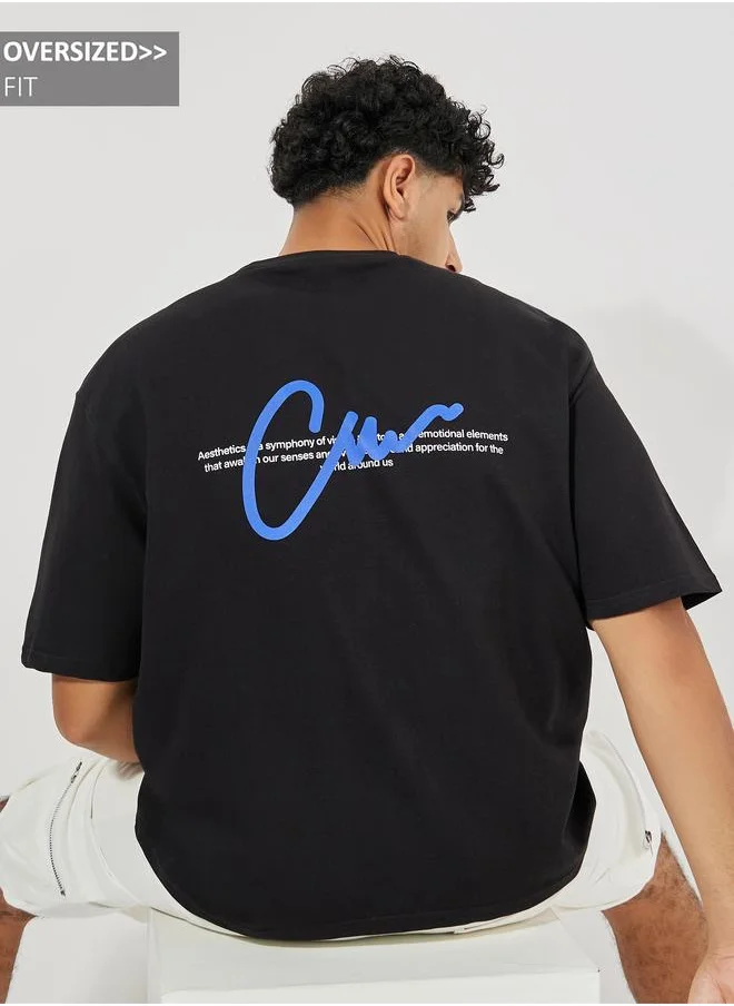 Styli Styli Terry Oversized Front and Back Print T-Shirt