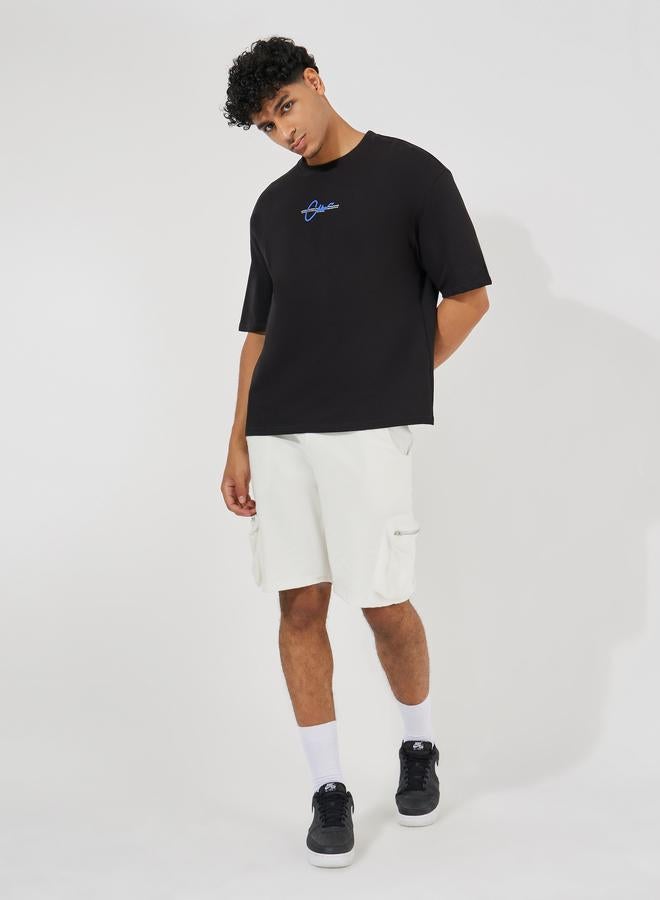 ستايلي تيشيرت ستيلى تيري بطبعة أمامية وخلفية كبيرة الحجم - Image 3