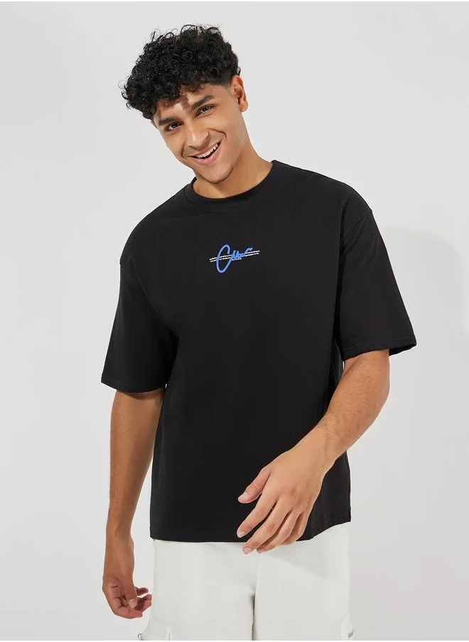 Styli Styli Terry Oversized Front and Back Print T-Shirt