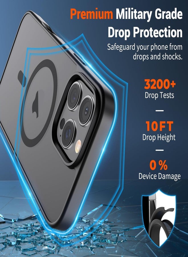 SUPFINE Magnetic for iPhone 16 Pro Max Case (Compatible with MagSafe) (Military Grade Drop Protection) Translucent Matte Shockproof Phone Cover, Black - Image 3