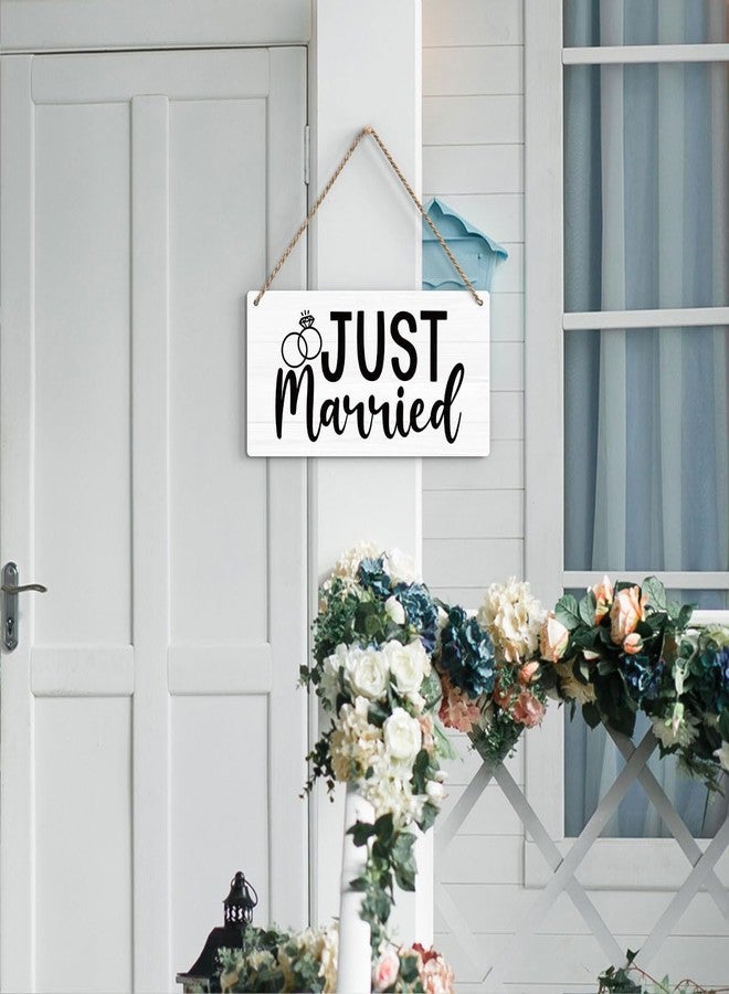 BELLOWDEER لافتة زفاف ريفية مكتوب عليها "متزوجان حديثاً"، لافتة دعائم تصوير لحفلات الخطوبة والزفاف، مستلزمات ديكور حفلات الزفاف والخطوبة، مقاس 12 × 6 بوصات (أبيض) - Image 3