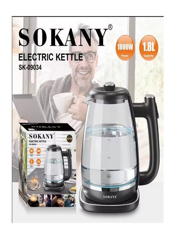 Sokany Glass/Pyrex Kettle/1.8 L/1800 W(sk-09034)