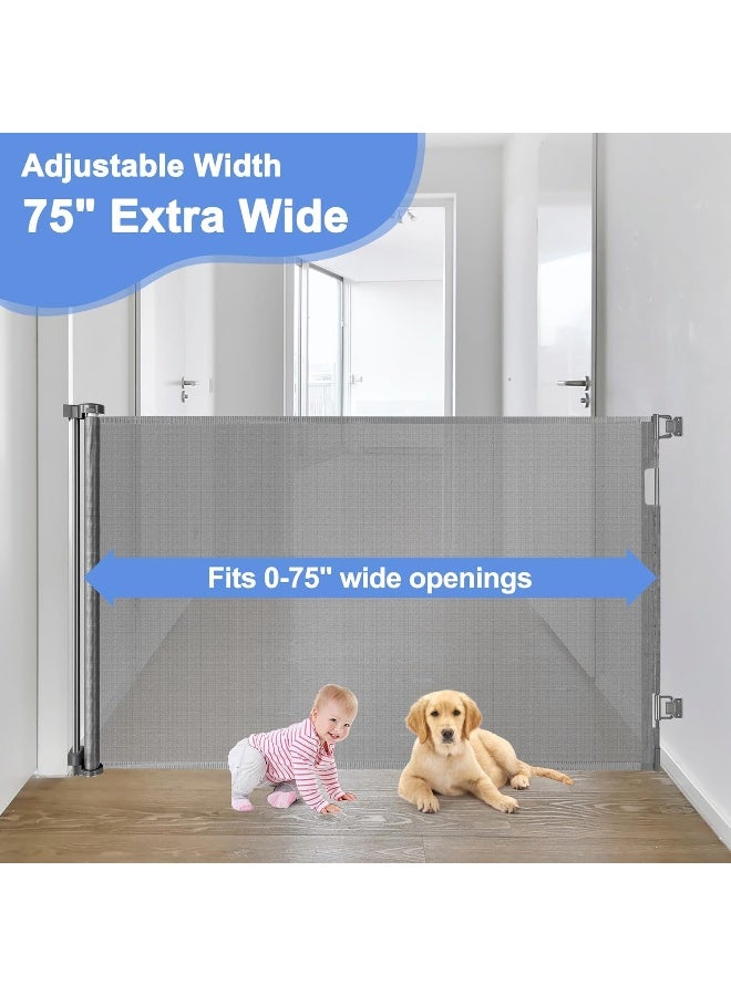 BETERTEK 42" Tall X 75" Wide Retractable Dog Gate - Image 3