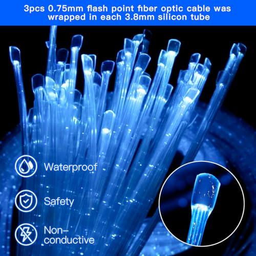 AZIMOM 50pcs 6.5ft Side Glow Fiber Optic Sensory Light for Autism Room,16w Twinkle&Sound Activated Light Box,Fiber Optic Curtain 3x0.75mm Flash Point Light Up Cable - Image 4