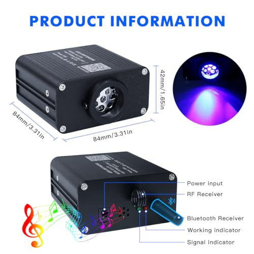 AZIMOM 50pcs 6.5ft Side Glow Fiber Optic Sensory Light for Autism Room,16w Twinkle&Sound Activated Light Box,Fiber Optic Curtain 3x0.75mm Flash Point Light Up Cable - Image 3