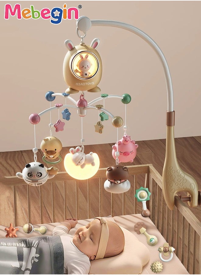MEBEGIN Baby Crib Mobile Set with 6 Rattle Toys and 16 Visual Stimulus Cards, Animals Hanging Toys, Adorable Crib Toy with Music, Lights and Abundant Early Education Content, Nursery Musical Mobile for Bassinets, Ideal Gift for Babies  - Image 3