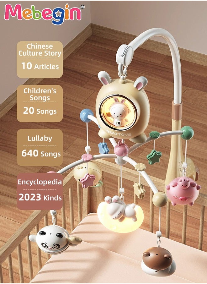 MEBEGIN Baby Crib Mobile Set with 6 Rattle Toys and 16 Visual Stimulus Cards, Animals Hanging Toys, Adorable Crib Toy with Music, Lights and Abundant Early Education Content, Nursery Musical Mobile for Bassinets, Ideal Gift for Babies  - Image 4