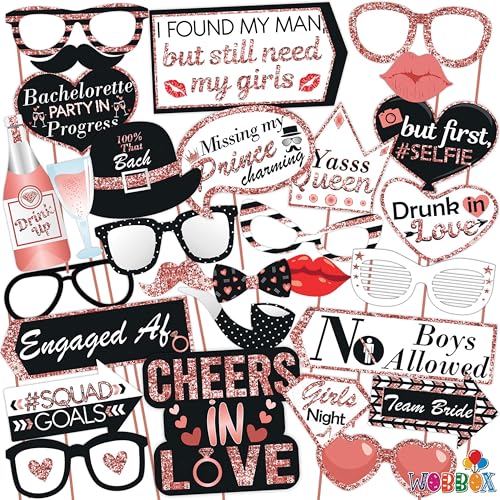 Wobbox Bachelorette Party Decoration Items| Bachelorette Party Photo Booth Props for Wedding Selfie, Bachelorette Bunting Banner, Bachelorette Party Decoration Kit- White - Team Bride (FP1331) - Image 5