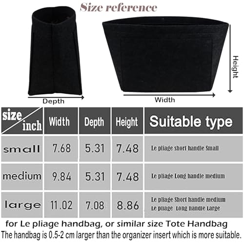 Lckaey Purse Organizer Insert for le pliage large bags for women(Large) Handbags Organizer1012black-L - Image 2