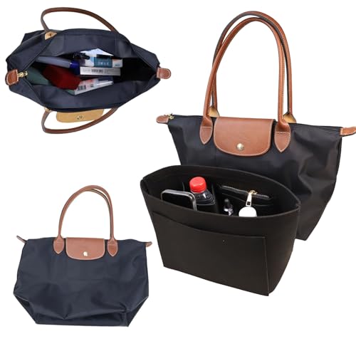 Lckaey Purse Organizer Insert for le pliage large bags for women(Large) Handbags Organizer1012black-L - Image 5