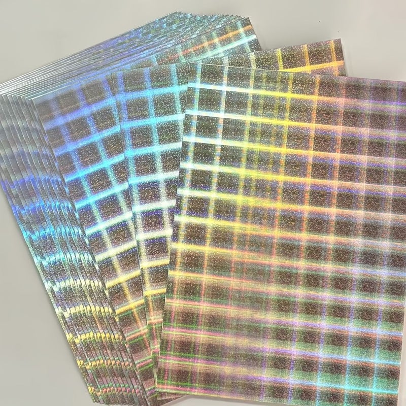 13 A4 Sheets Holographic Laser Checkered Paper for Creative Crafts - Image 3