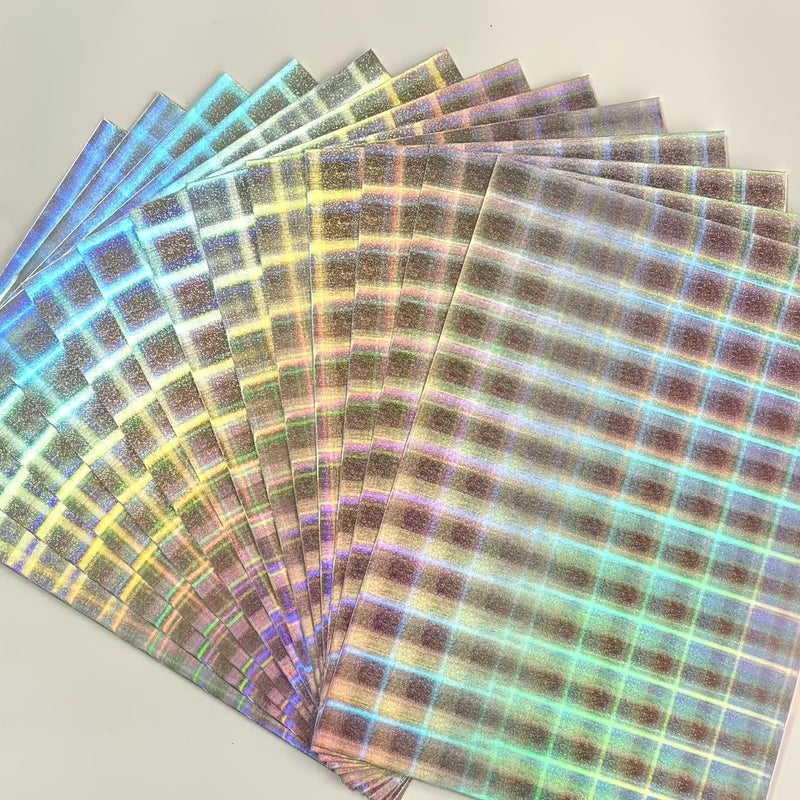 13 A4 Sheets Holographic Laser Checkered Paper for Creative Crafts - Image 1