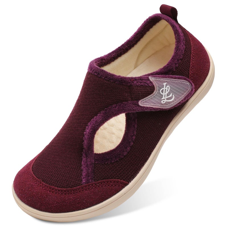 LeIsfIt Womens Slippers Wide Diabetic Shoes Adjustable Arthritis Edema House Shoes Indoor Outdoor Slippers Red Size 8 - Image 1