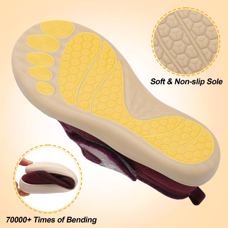 LeIsfIt Womens Slippers Wide Diabetic Shoes Adjustable Arthritis Edema House Shoes Indoor Outdoor Slippers Red Size 8 - Image 5