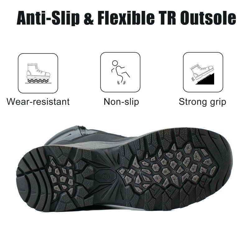 Semxnly Waterproof Men's Snow Boots - Winter Boots for Men Lightweight Warm Fur Lined Non-Slip Mid-Calf Boot for Outdoor Gray - Image 5