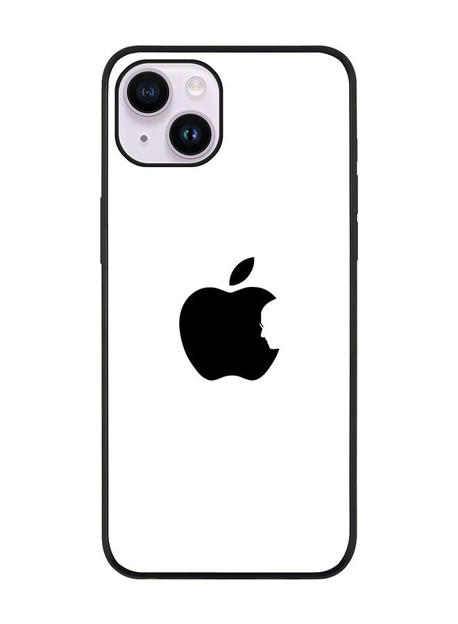 Stylizedd Rugged Black edge case for Apple iPhone 14 Plus Slim fit Soft Case Flexible Rubber Edges Anti Drop TPU Gel Thin Cover - Steve's Apple - White - Image 1