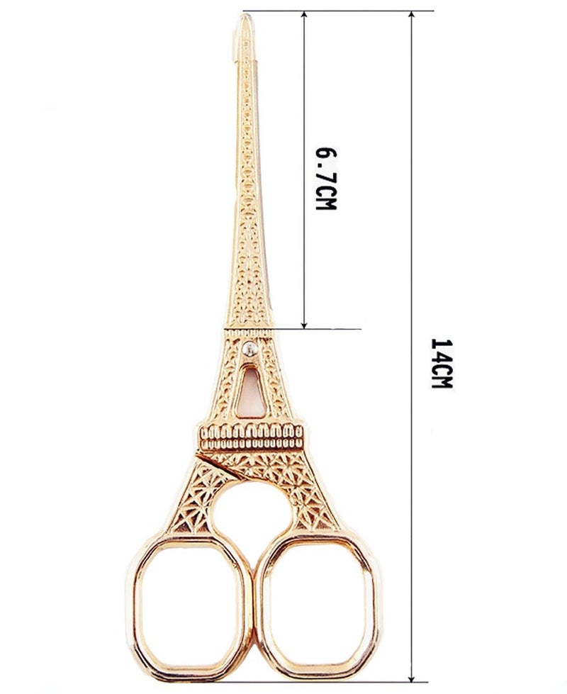 Honbay 5 Inch Gold Plated Stainless Steel Eiffel Tower Embroidery Scissors for Sewing, Craft, and Art Work - Image 2