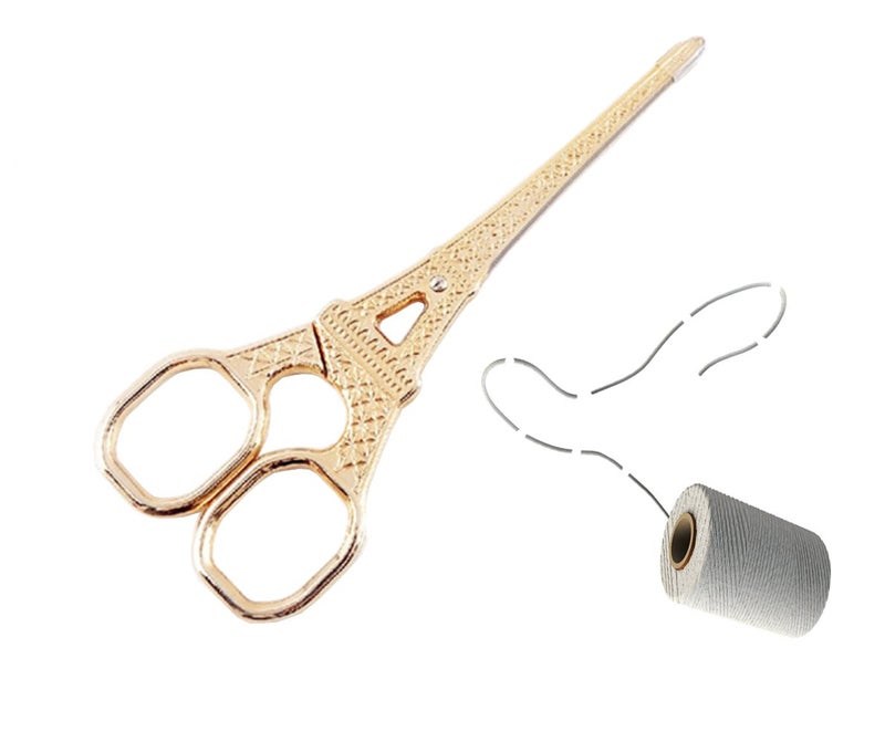 Honbay 5 Inch Gold Plated Stainless Steel Eiffel Tower Embroidery Scissors for Sewing, Craft, and Art Work - Image 1