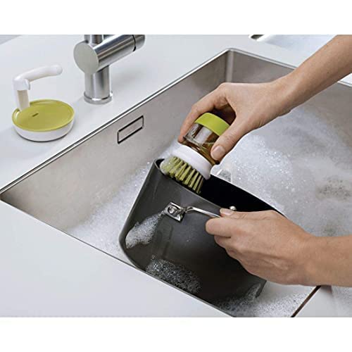 Lexazo Plastic Cleaning Brush with soap Dispenser for Kitchen Sink washbasinDish Washer with Storage Stand HolderPalm Scrub soap Dispenser Washingup Brush - Image 4