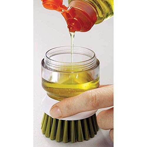 Lexazo Plastic Cleaning Brush with soap Dispenser for Kitchen Sink washbasinDish Washer with Storage Stand HolderPalm Scrub soap Dispenser Washingup Brush - Image 5