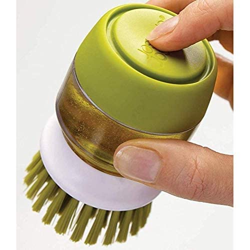 Lexazo Plastic Cleaning Brush with soap Dispenser for Kitchen Sink washbasinDish Washer with Storage Stand HolderPalm Scrub soap Dispenser Washingup Brush - Image 2