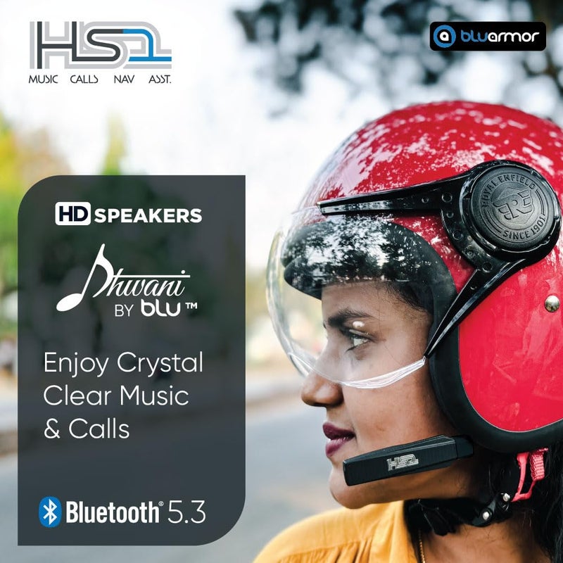 BluArmor Hs1 Helmet Bluetooth On Ear Headset, Hd Music, Calls, Voice Assistant, Navigation, 360° App, (Android, Ios). Fits All Helmet Types - Image 2
