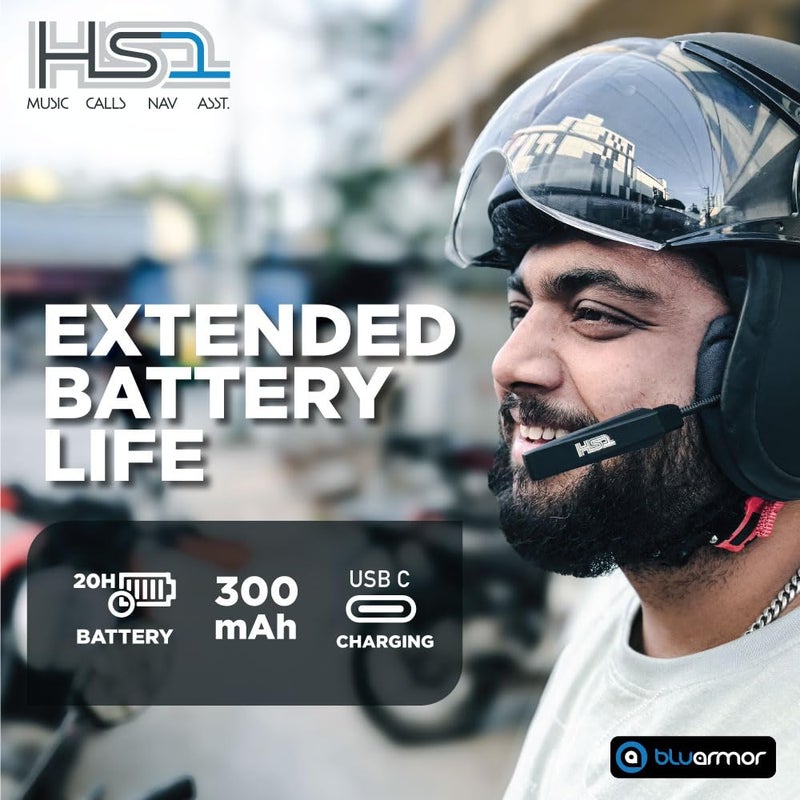 BluArmor Hs1 Helmet Bluetooth On Ear Headset, Hd Music, Calls, Voice Assistant, Navigation, 360° App, (Android, Ios). Fits All Helmet Types - Image 5